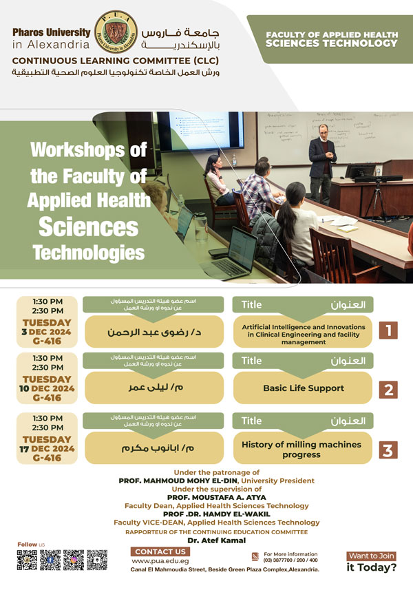 Workshops of The Faculty of Applied health Science technologies